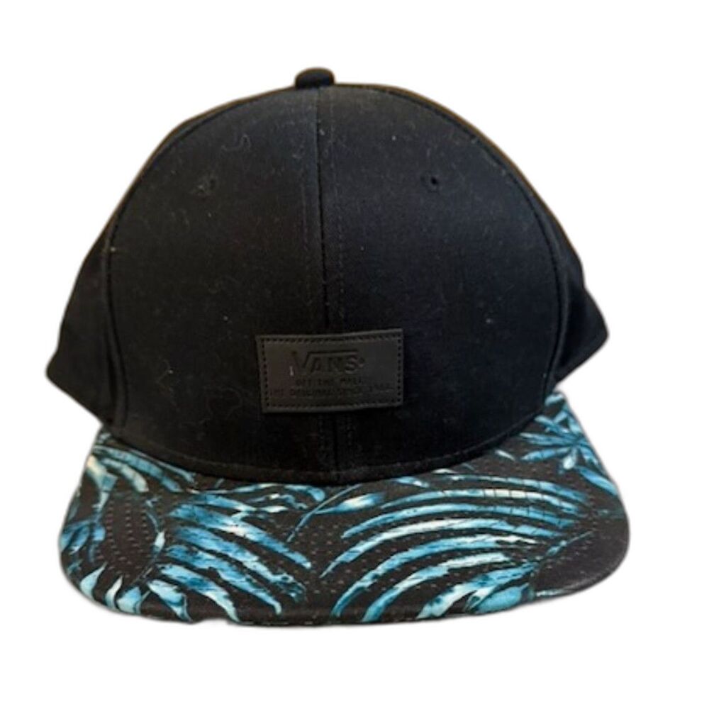 Vans Off The Wall Snapback Hat Black Blue Tropical Floral Flat Bill OS